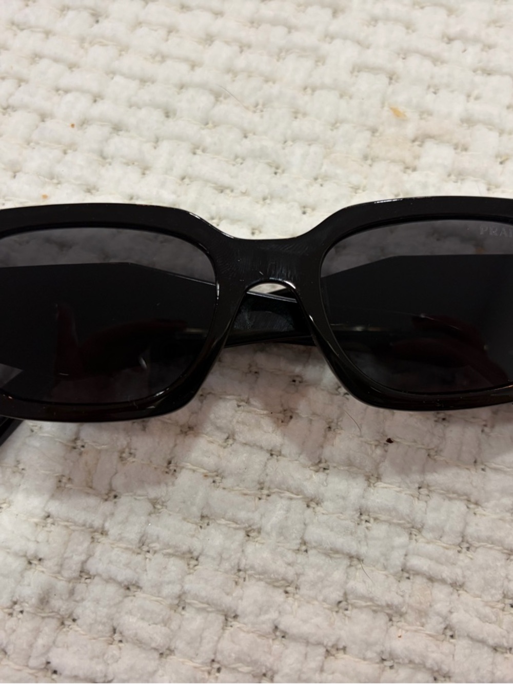 Prada Women's Black Rectangular Sunglasses